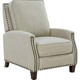 Melrose Manual Recliner in Linen Gray Fabric w/ Nailhead Trim